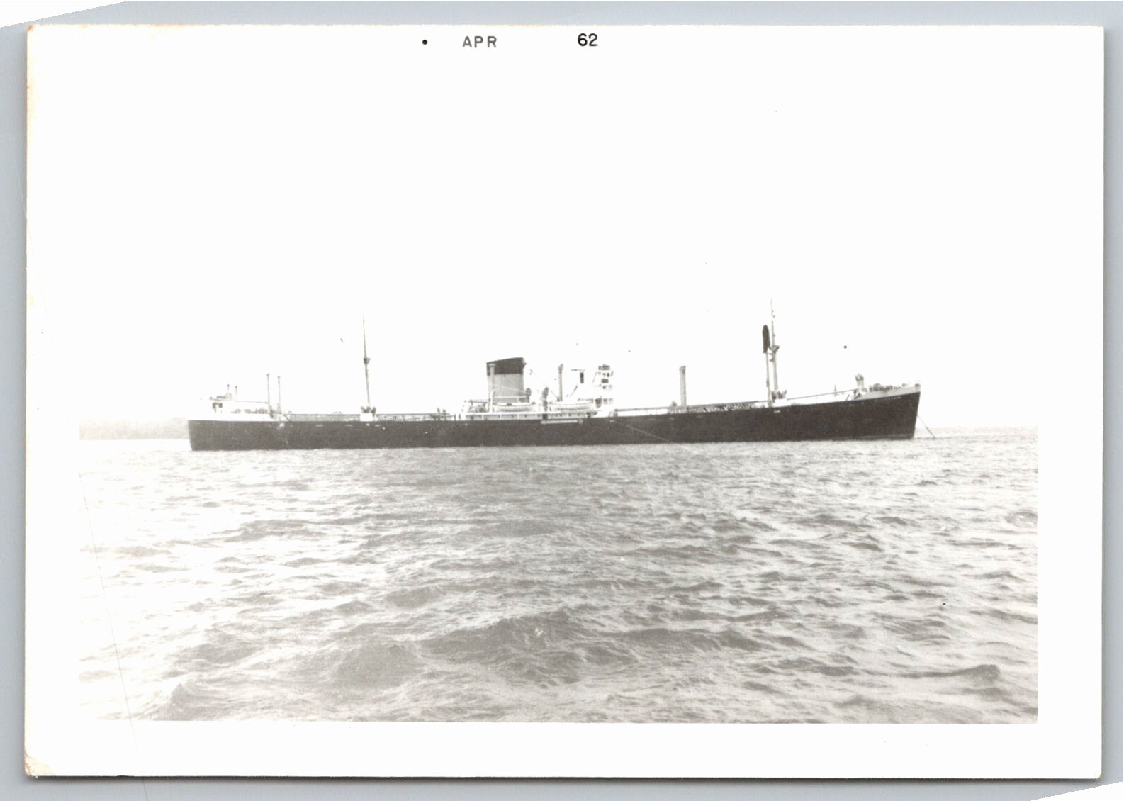 Vintage April 1962 Ocean Cargo Ship Freighter Photo Print - Vintage Artifact