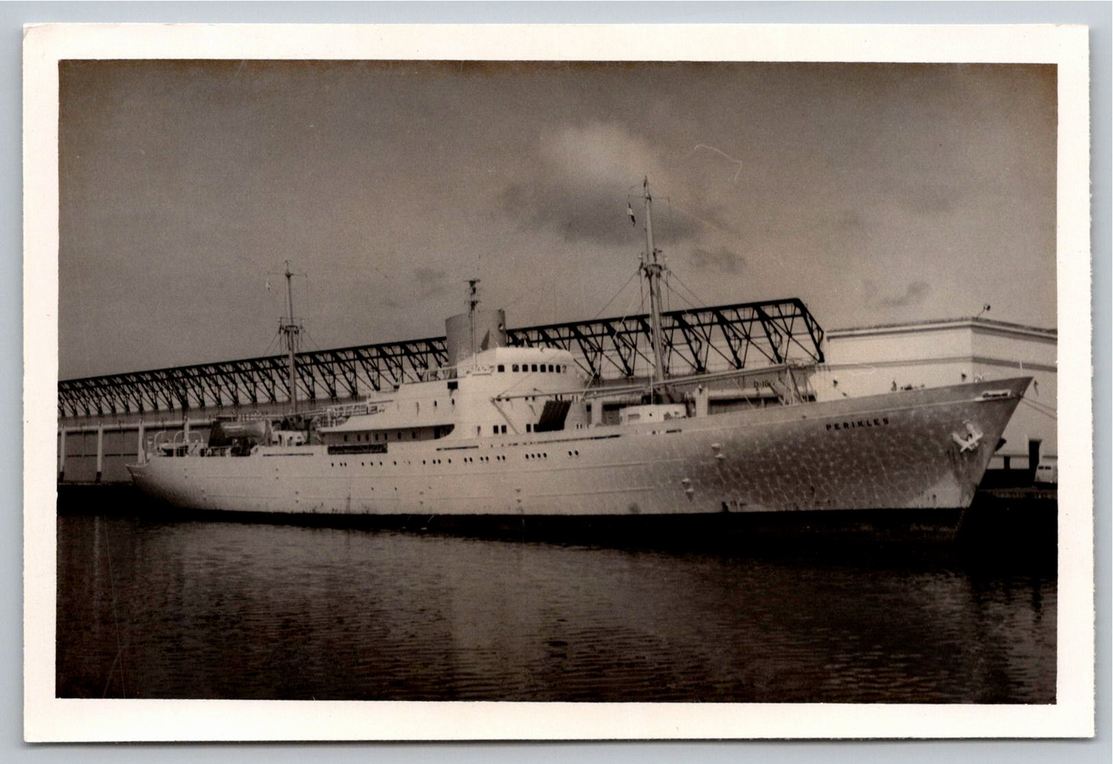 Vintage 1960s Photo Cargo Ship Perikles Docked Port Harbor