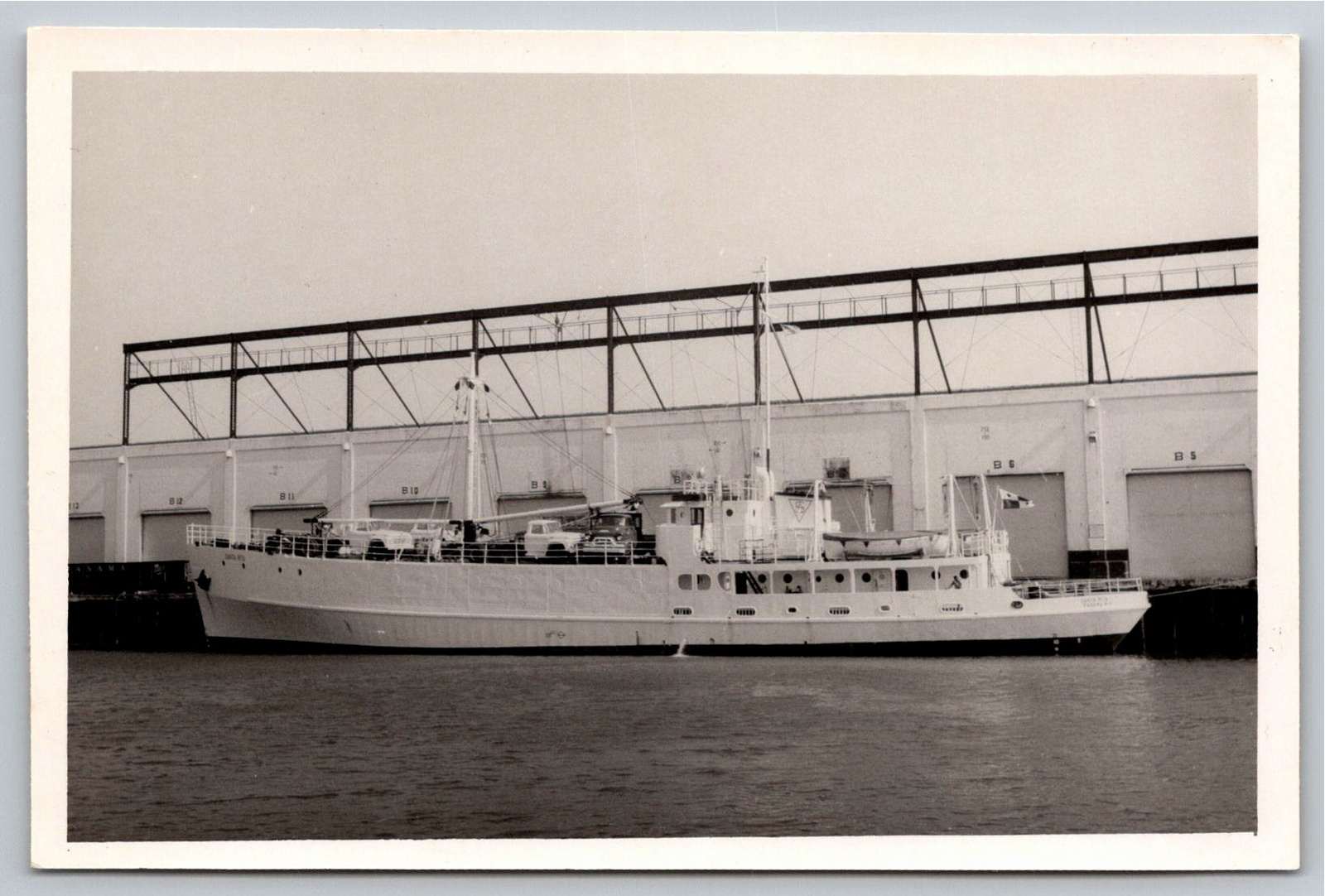 Vintage Santa Rita Cargo Ship Photo Panama Flag Deck Cargo