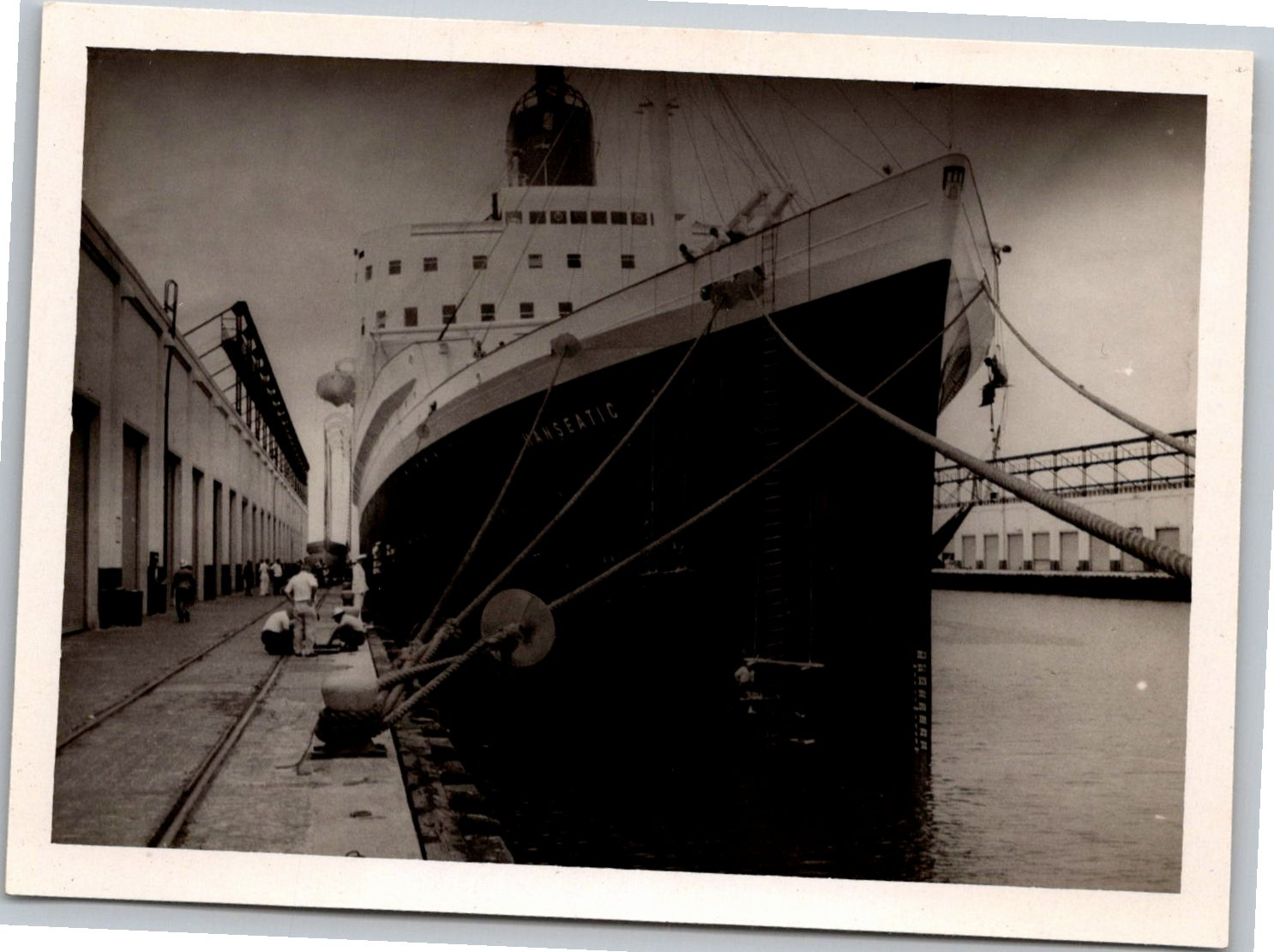 Vintage 1950s TS Hanseatic Ocean Liner Dockside Photograph