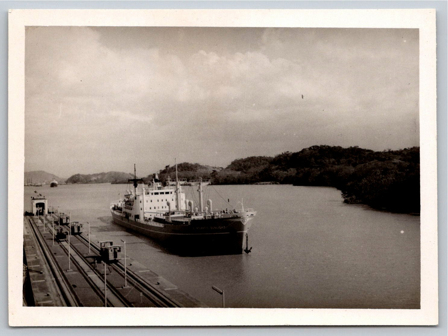 Vintage 1950s Photo SS Atlantic Sunlight Panama Canal Locks