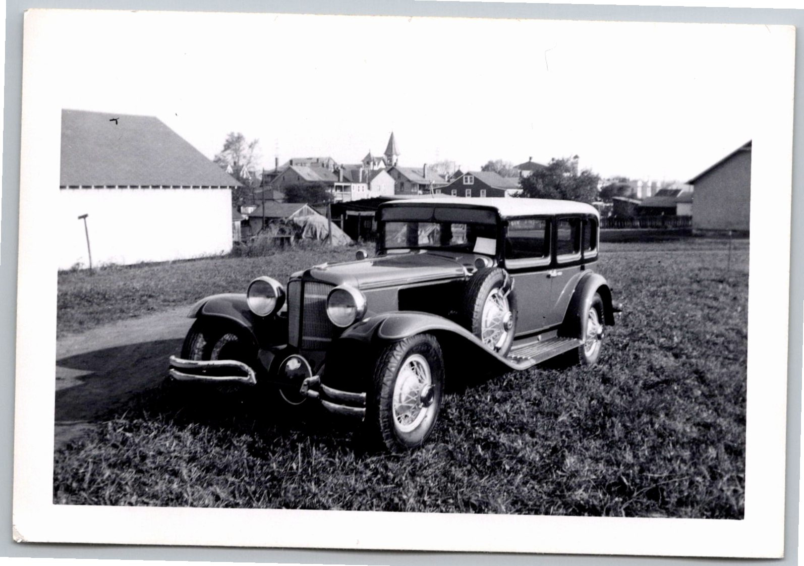 1930s Luxury Automobile Sedan Photo Dual Spare Tires Snapshot