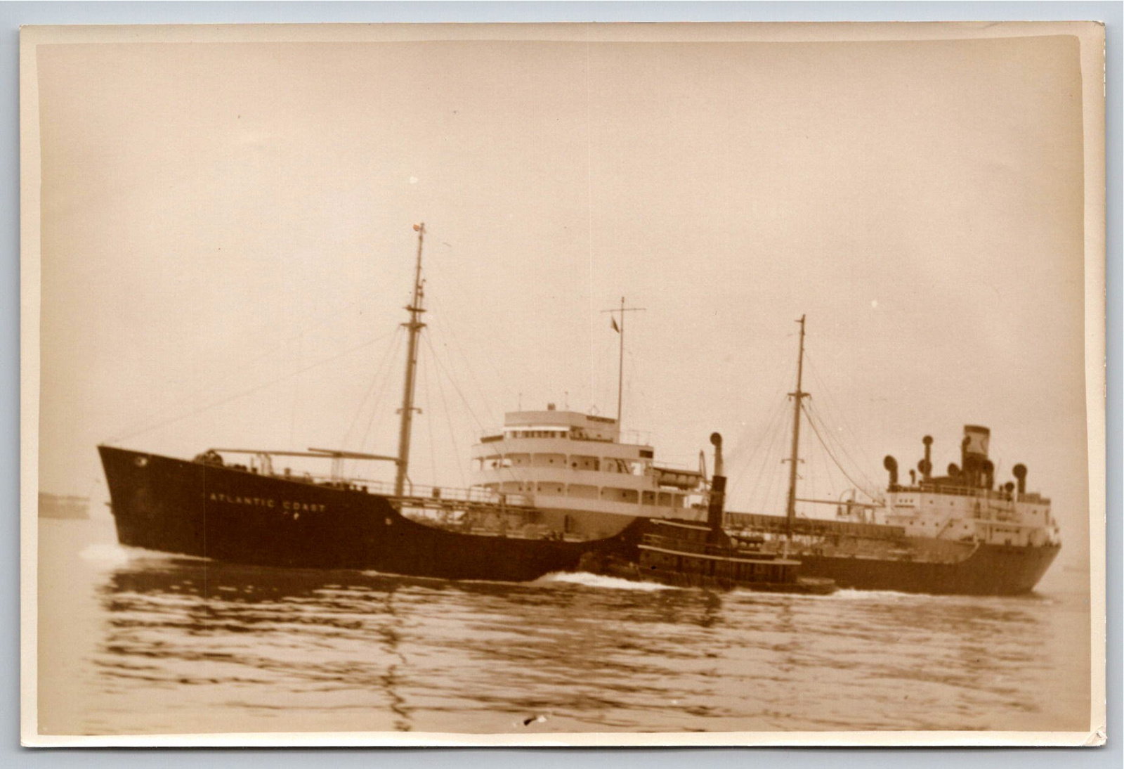 Vintage Atlantic Coast Tanker Ship Photo Brooklyn NY Tug
