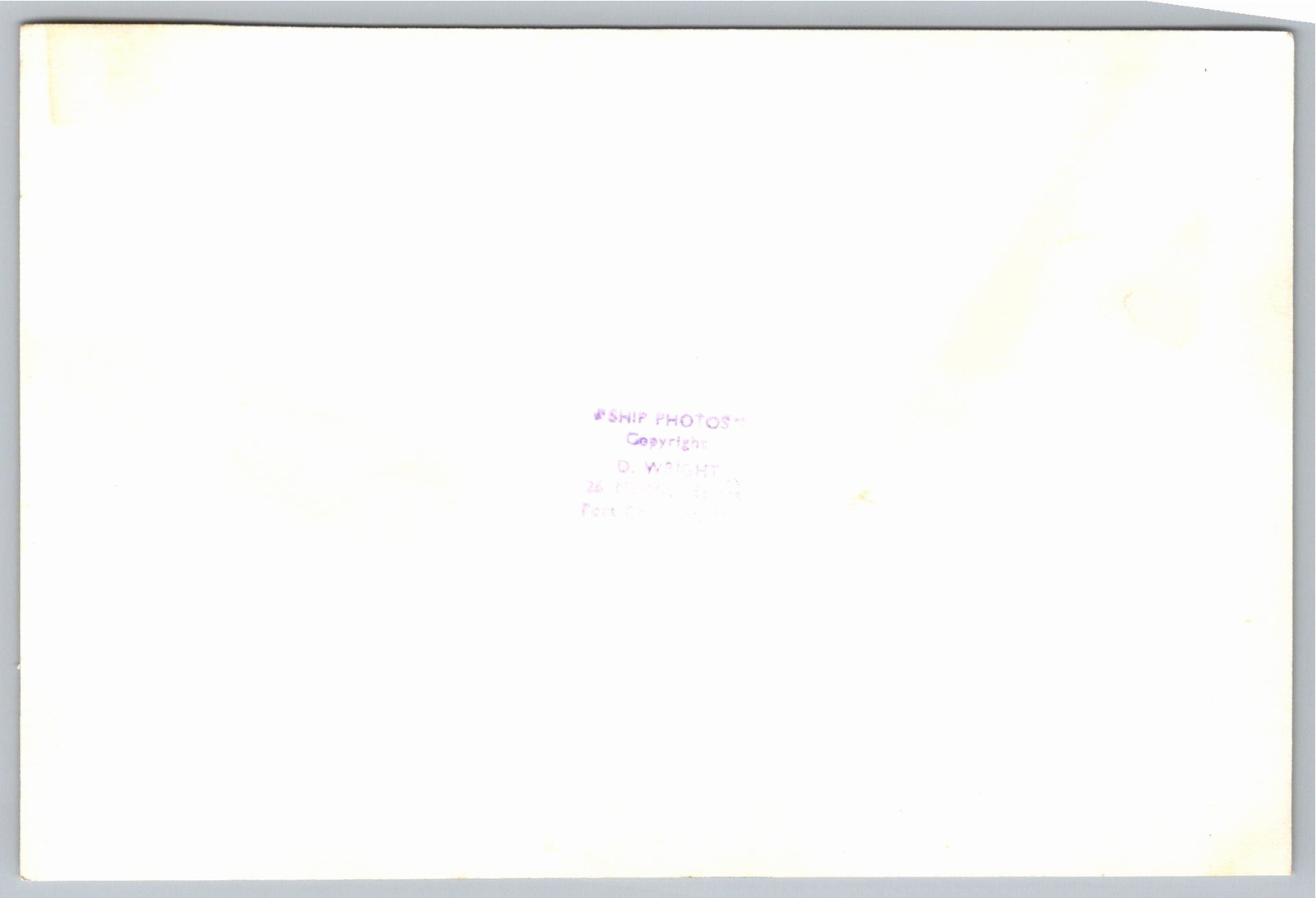 Vintage Union Mariner Ship Photo Port Chalmers NZ D Wright - Back / Reverse View
