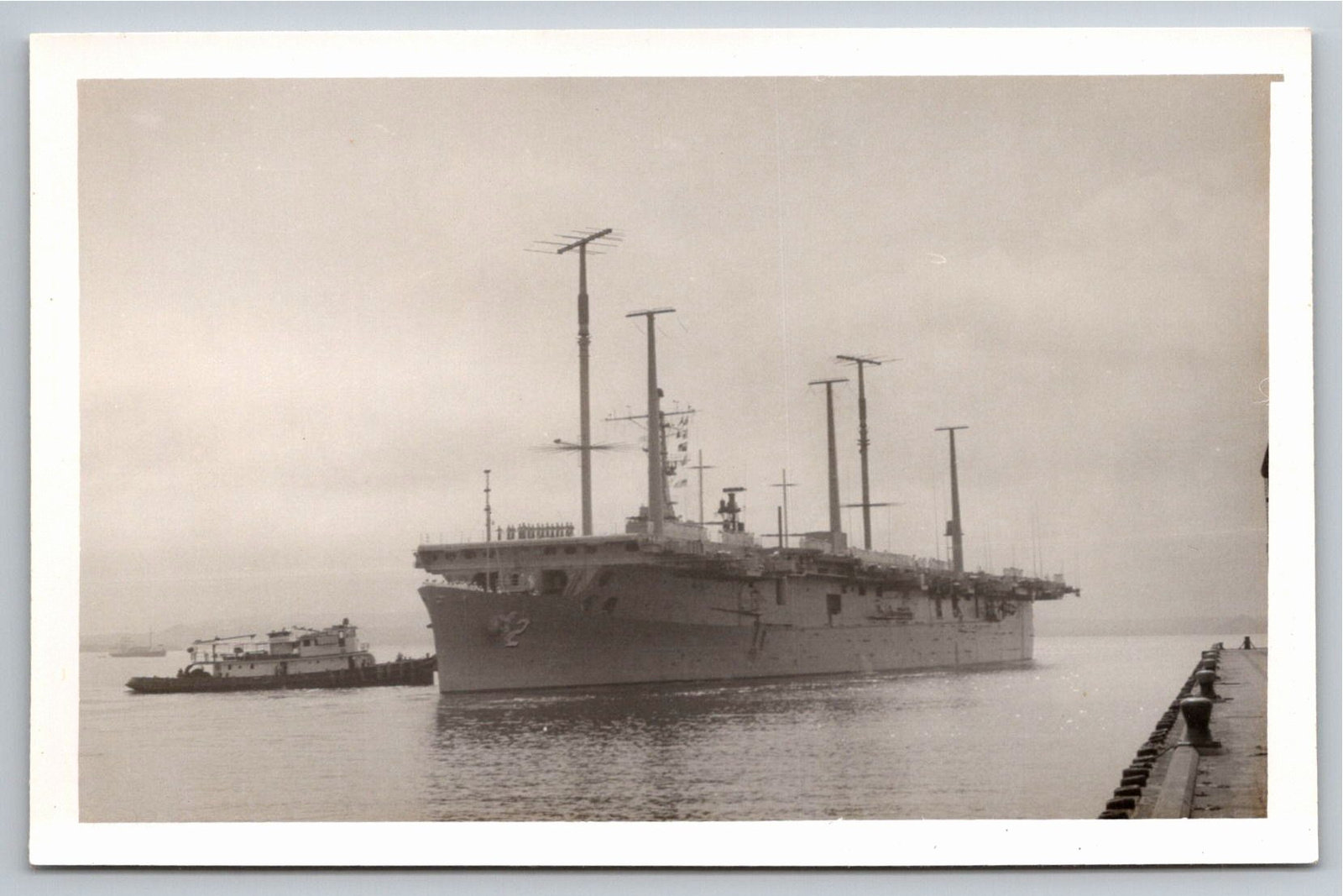 Vintage 1960s USS Wright CC-2 Command Ship Photo Snapshot - Vintage Artifact