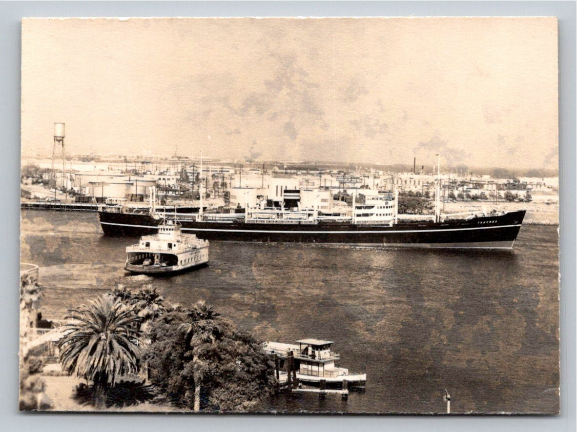Vintage 1950s Cargo Ship Tancred & Car Ferry Port Snapshot