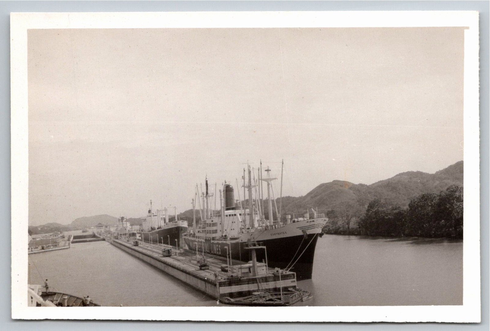 1930s Panama Canal Photograph: MS Eurybates Lock Transit