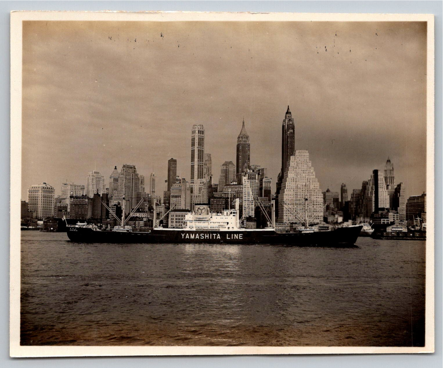 Vintage 1950s MS Yamatsuki Maru NYC Skyline B&W Photograph