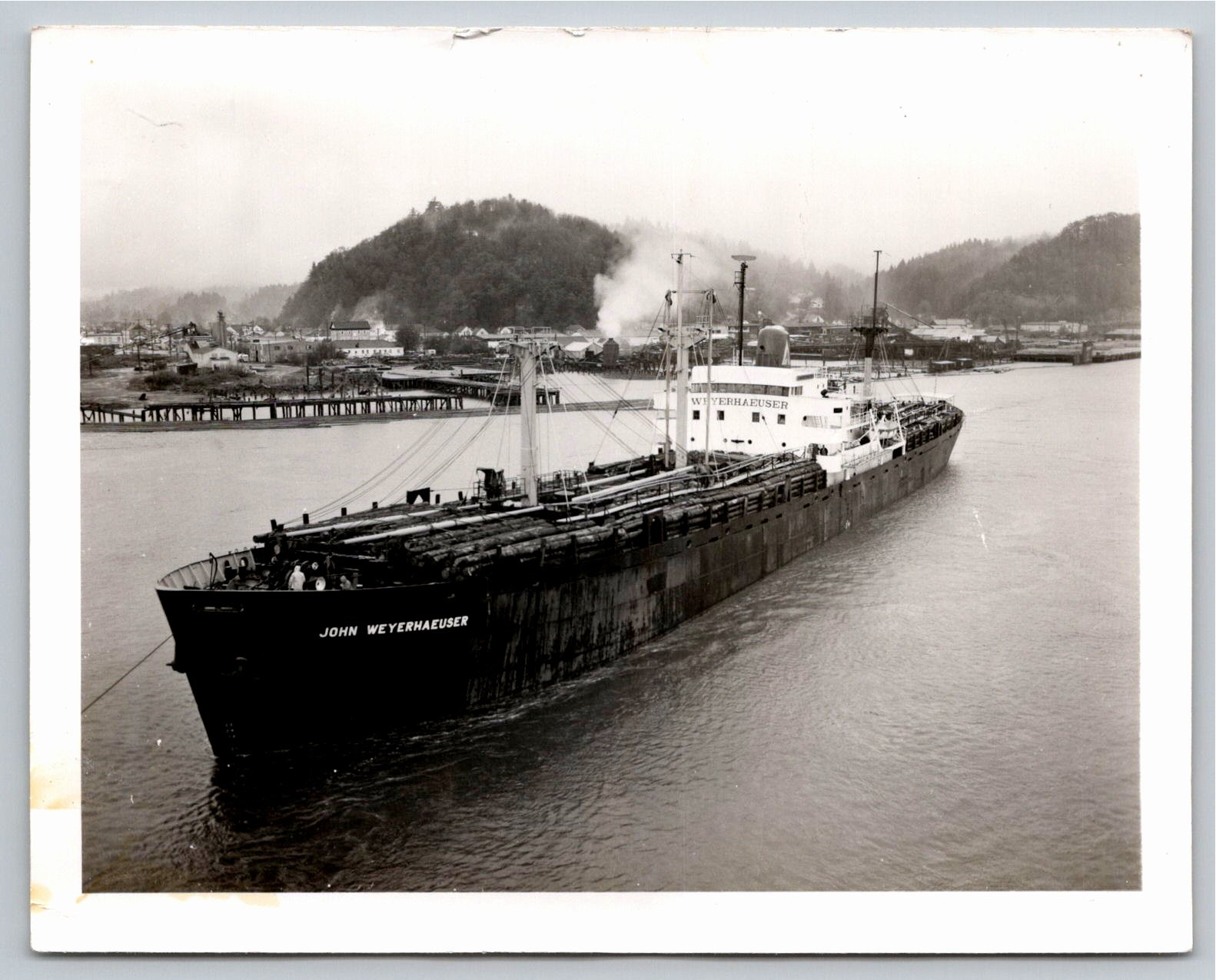 Vintage 1950s SS John Weyerhaeuser Timber Cargo Ship Photograph