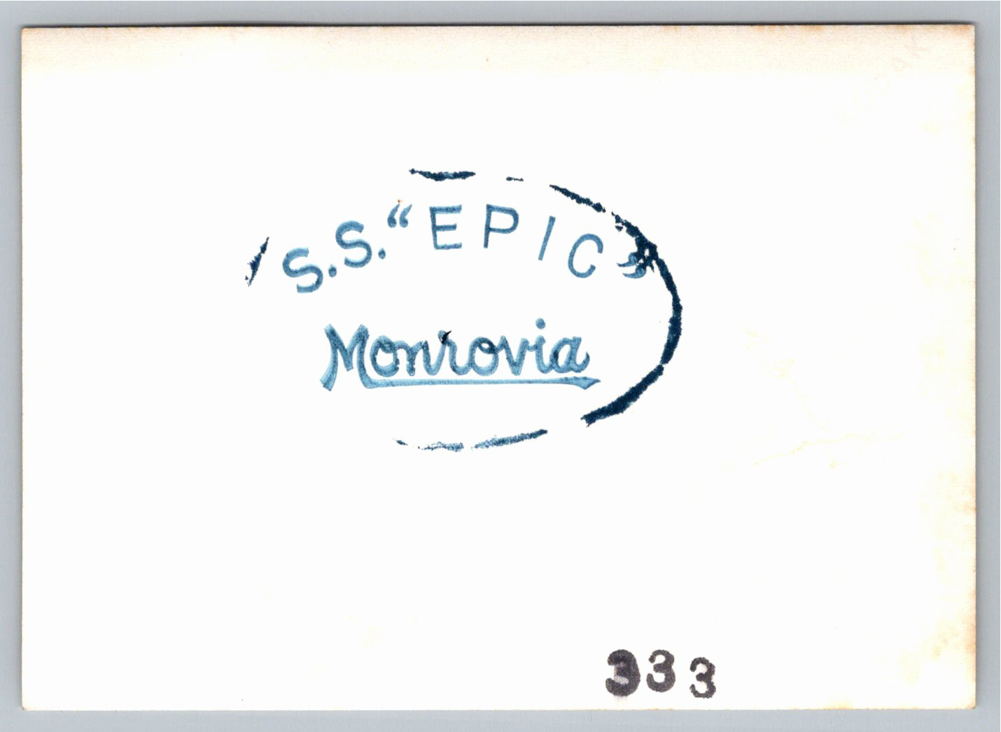 Vintage SS Epic Monrovia Liberian Steamship Harbor Photo - Back / Reverse View