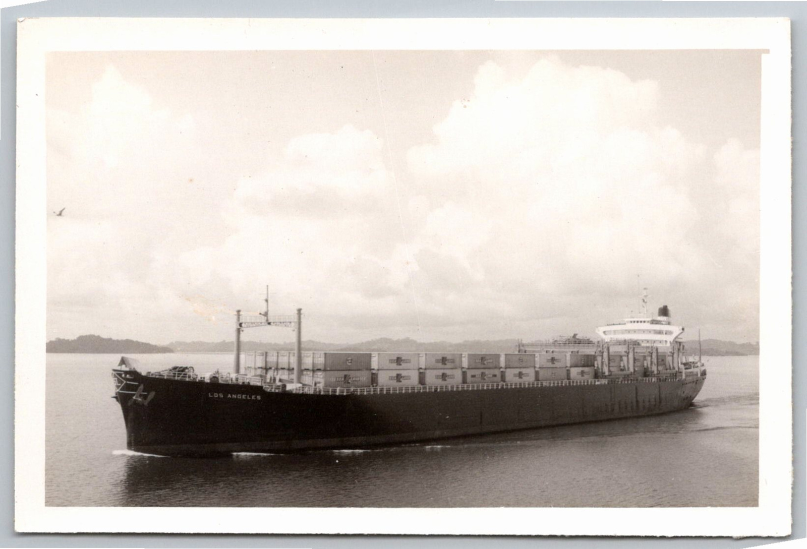 Vintage 1970s Sea-Land Los Angeles Cargo Ship Photograph