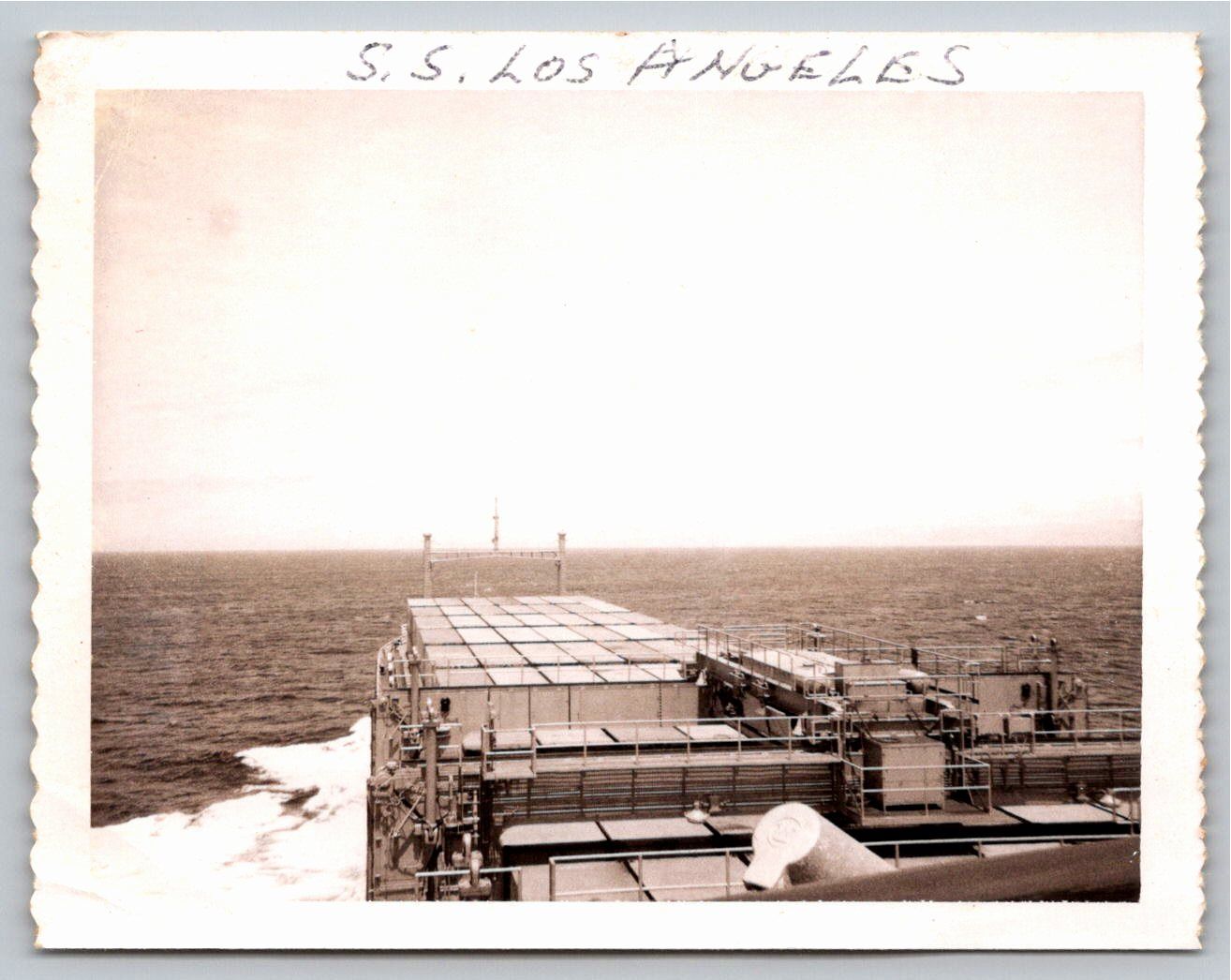 Vintage 1960s SS Los Angeles Ship Deck Black & White Photo