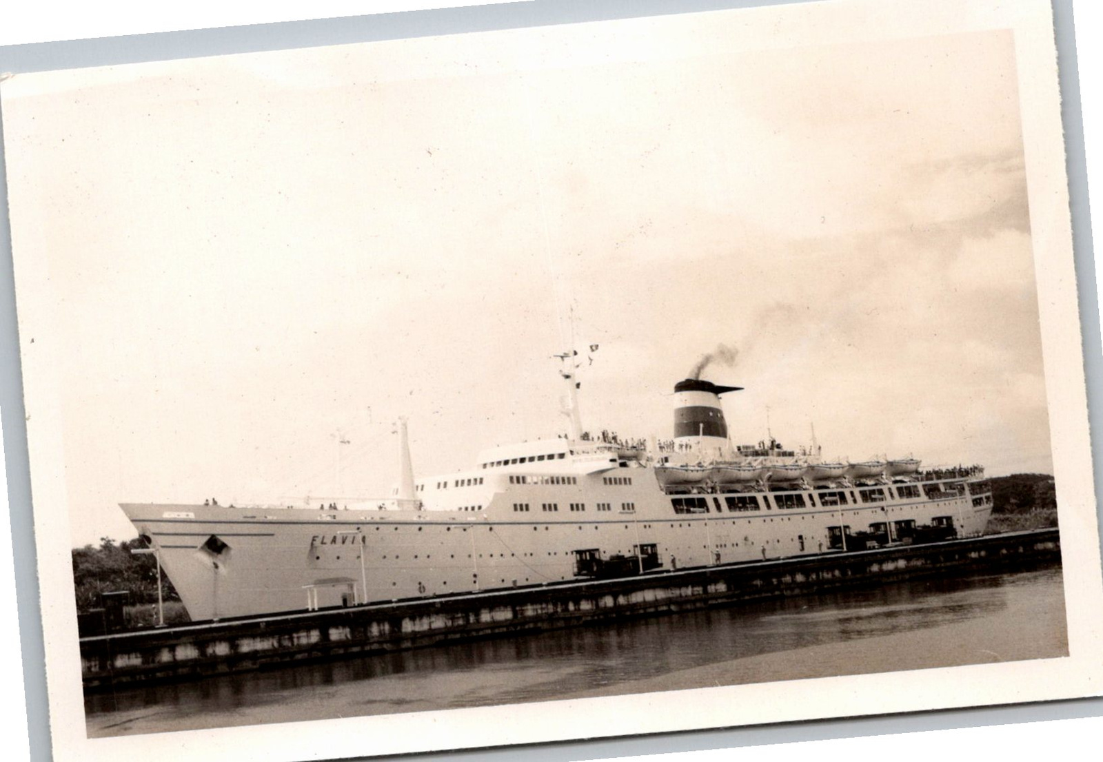 Vintage 1960s TS Flavia Ocean Liner Cruise Snapshot Photo