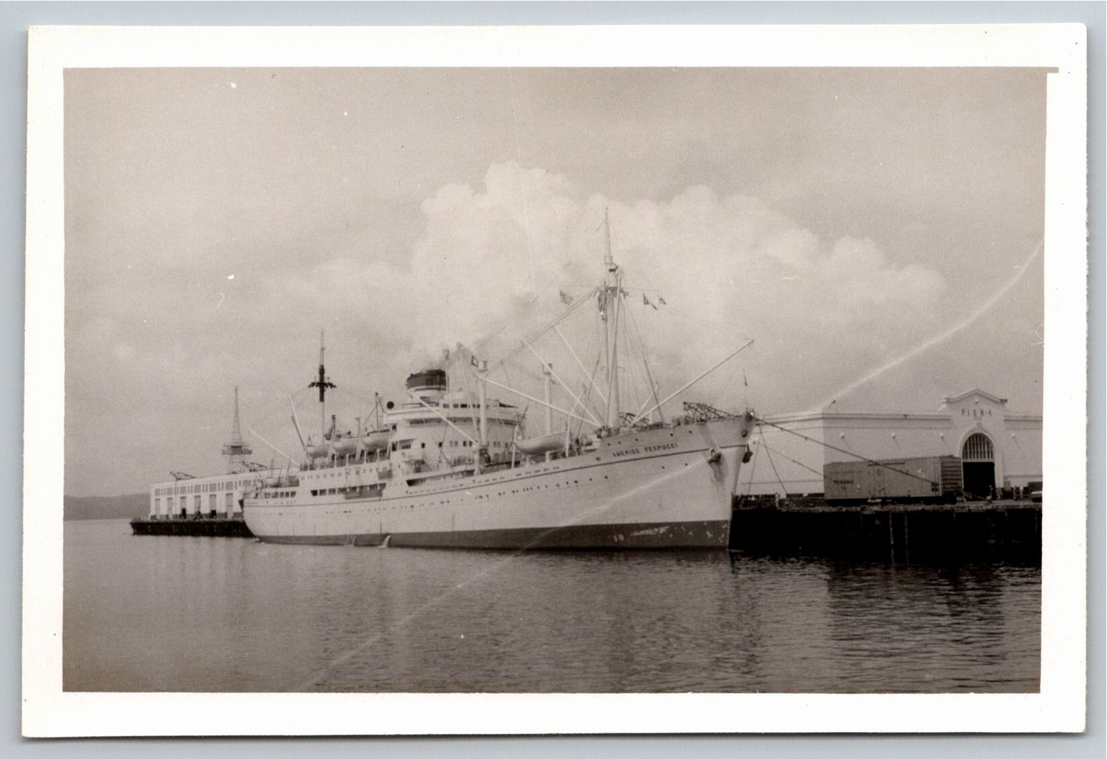 1950s Vintage Italian Line MV Amerigo Vespucci Ship Photograph