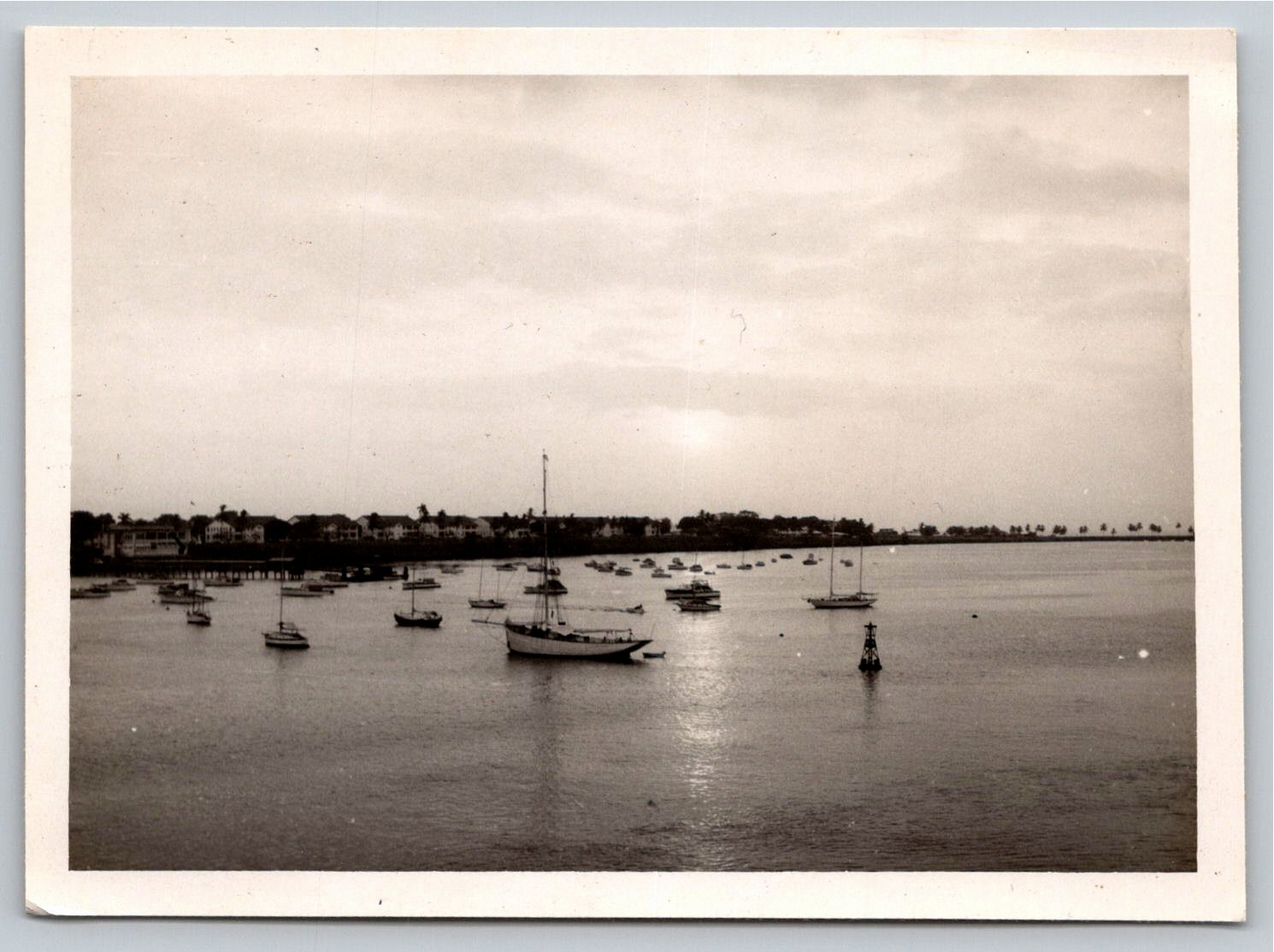Vintage 1940s Sailboat Harbor Sunset Gelatin Silver Photo