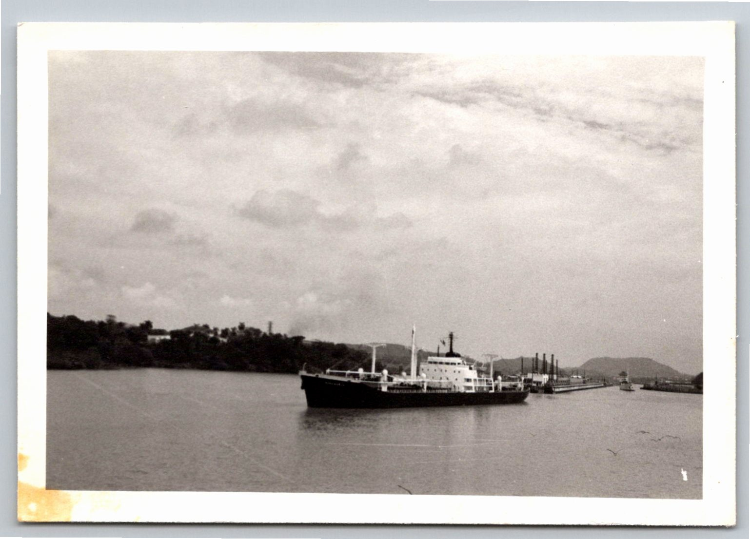 Vintage 1960s Warkworth Cargo Ship Black & White Photo