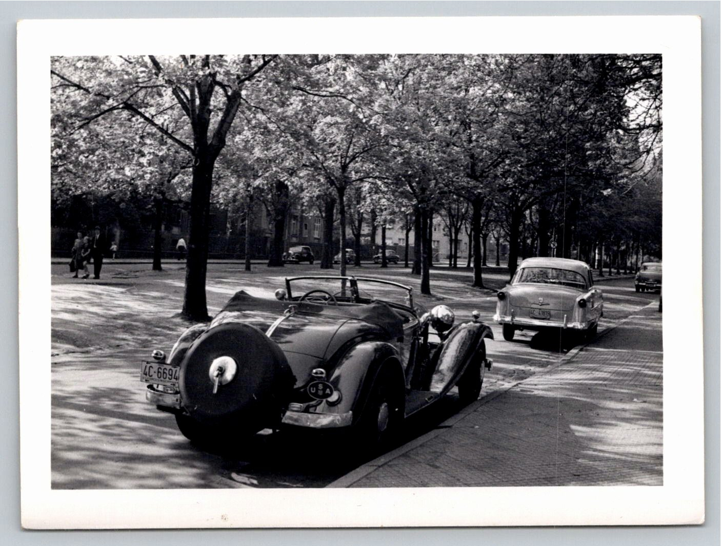 1950s Vintage European Roadster Photo USA Oval Badge Print