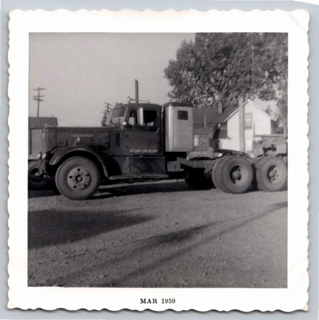 Vintage 1959 Semi Truck Tractor Sleeper Cab Snapshot Photo - Vintage Artifact