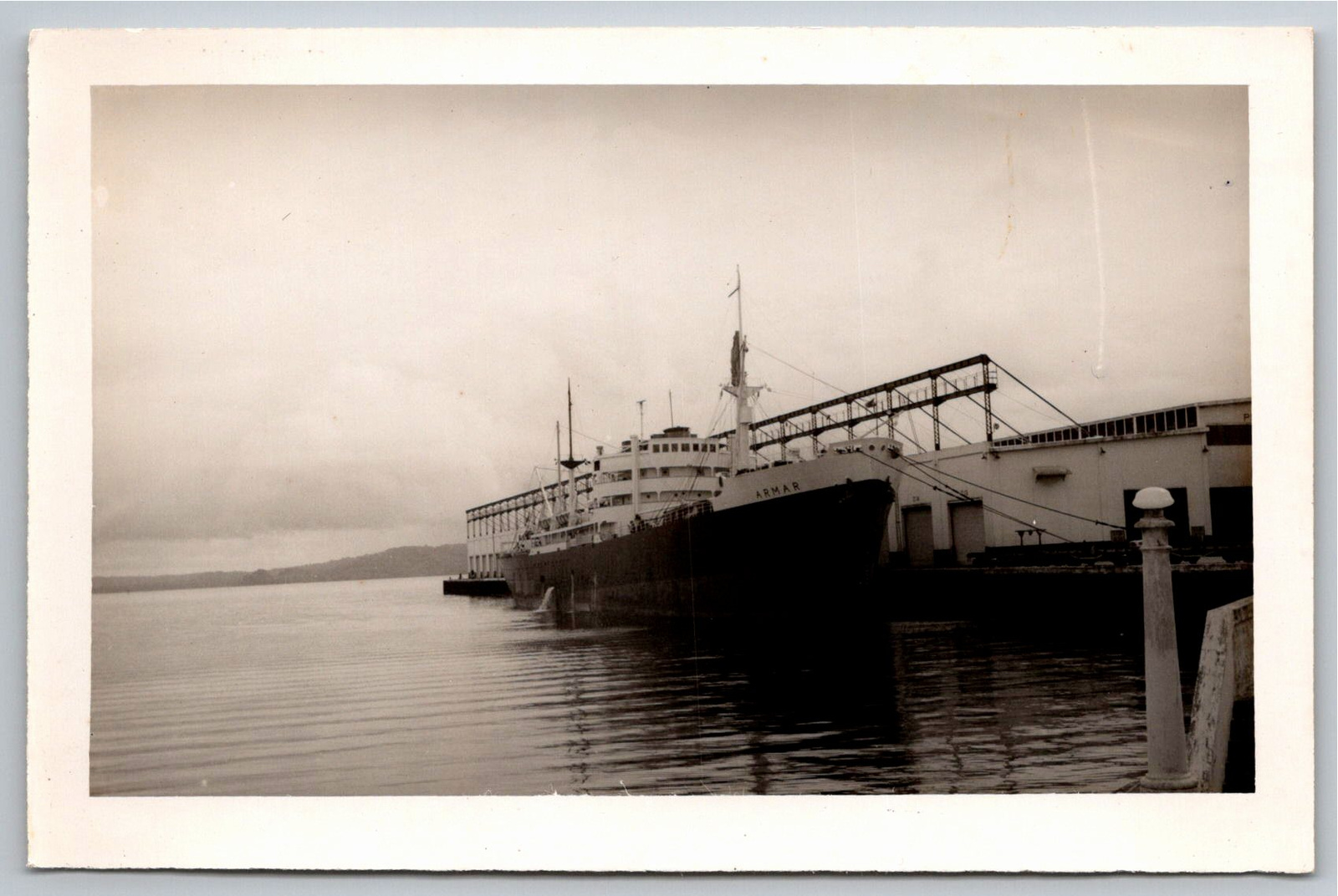 1950s Vintage Cargo Ship Armar Docked Silver Gelatin Photo