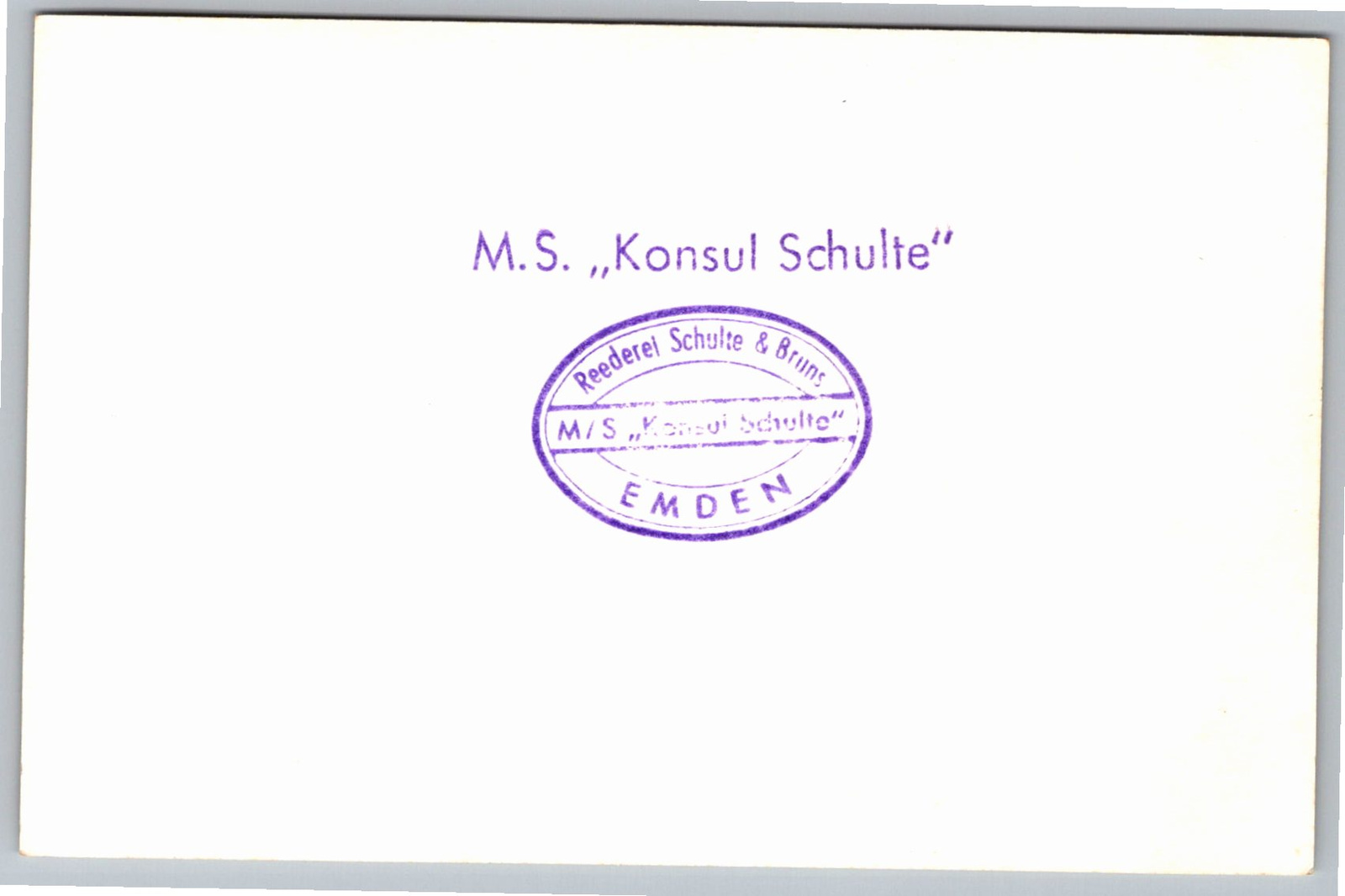 Vintage 1960s MS Konsul Schulte Cargo Ship Photo Emden - Back / Reverse View