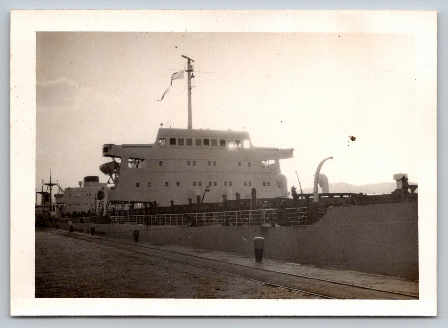 1960s Janecke Maersk Cargo Vessel Vintage B&W Photograph