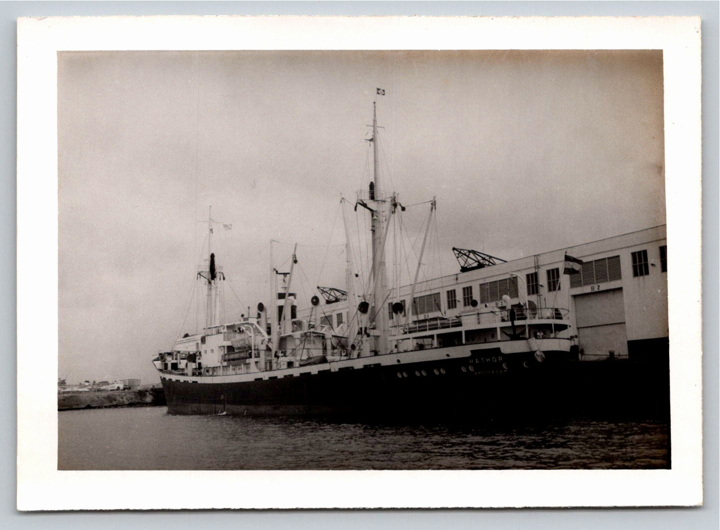 1950s Vintage SS Hathor Cargo Ship Dockside Photo Print