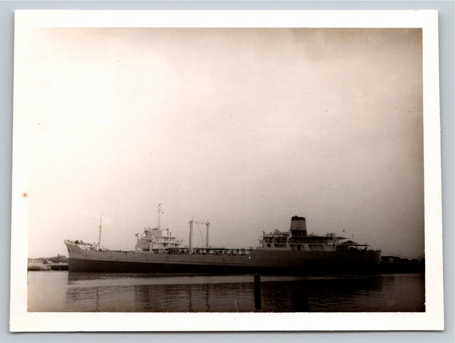 Vintage 1960s Oil Tanker Ship Photo Gelatin Silver Snapshot
