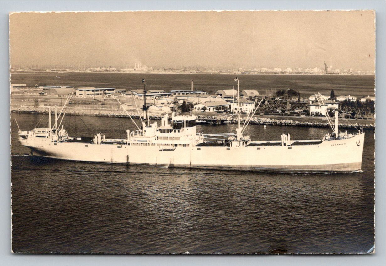 Vintage 1930s MS Heranger Norwegian Cargo Ship Photograph