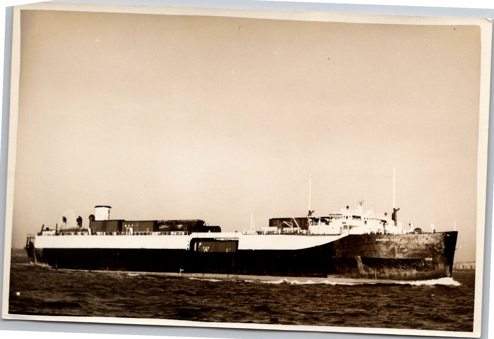 Vintage 1940s SS Seatrain Texas Cargo Ship B&W Photograph