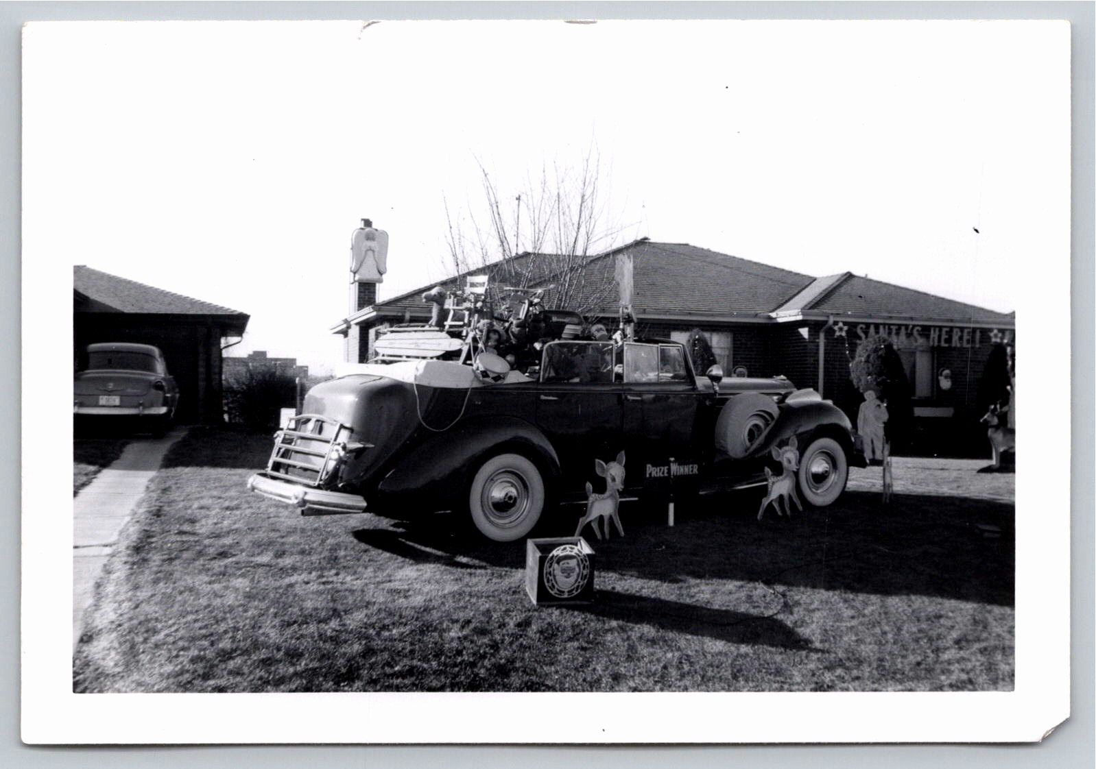 Vintage 1950s Photo Classic Car Christmas Parade Prize Winner - Vintage Artifact
