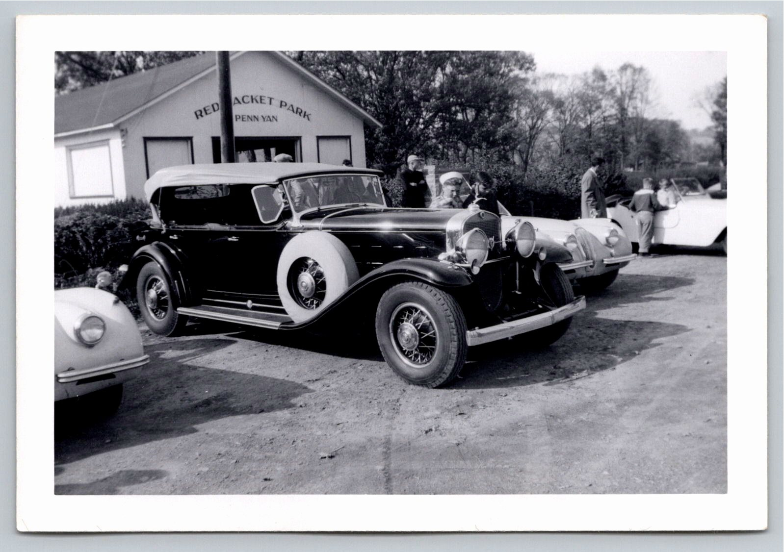 Vintage 1950s Photo: Packard & Jaguar XK120, Penn Yan NY - Vintage Artifact