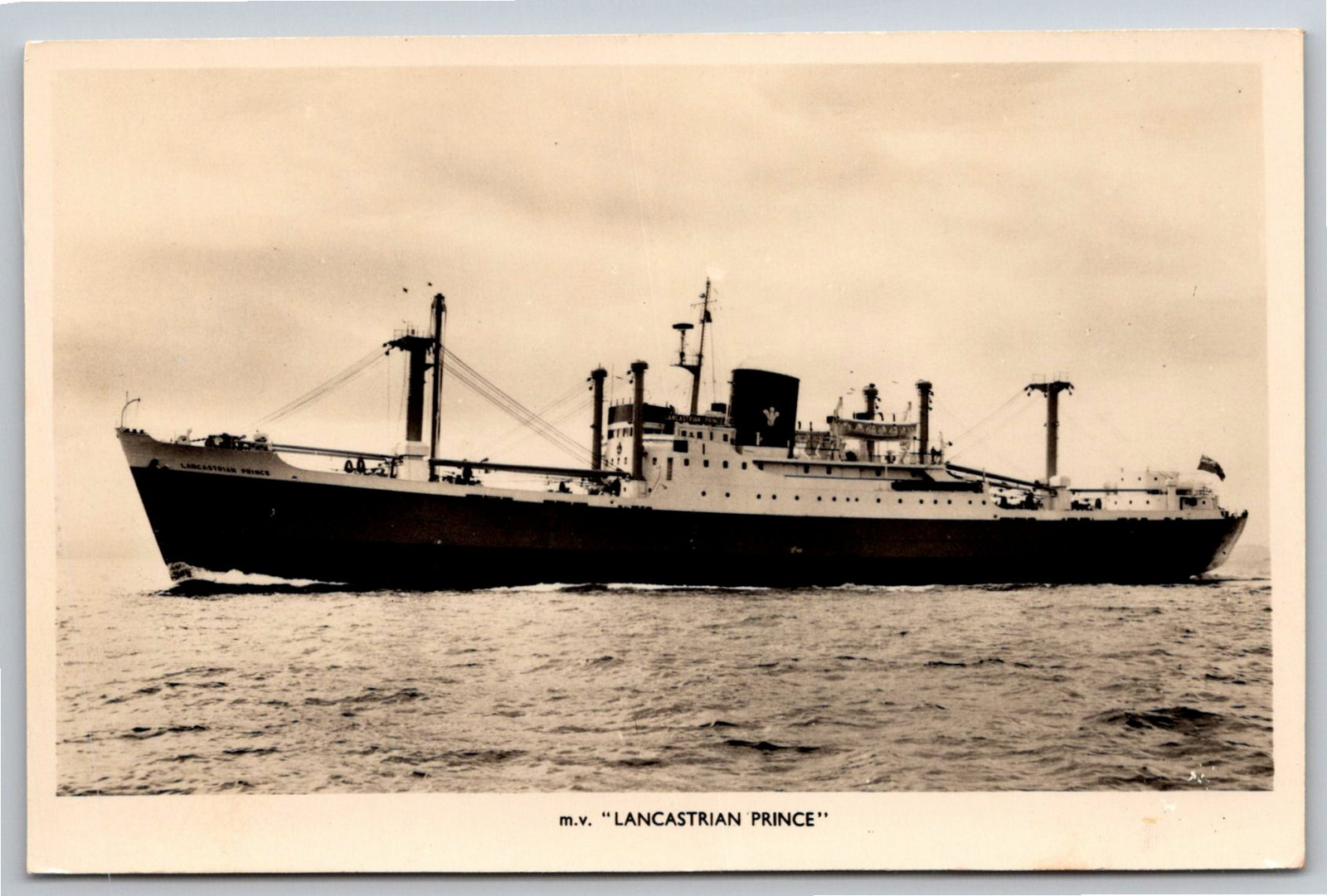 Vintage MV Lancastrian Prince Line Ship Photograph Card