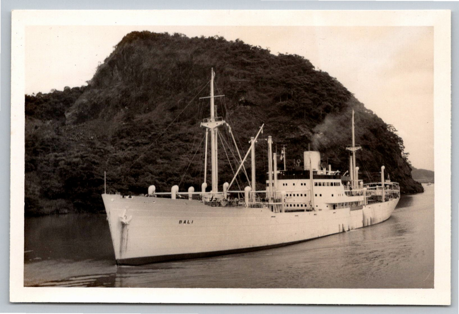 Vintage Cargo Ship BALI Panama Canal Maritime Photograph