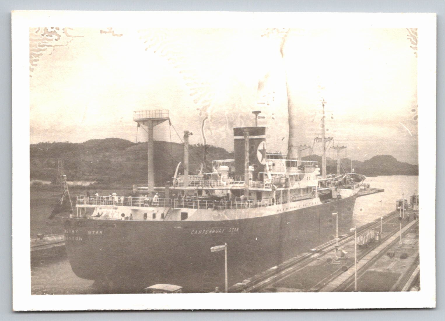 1960s Photo Canterbury Star Ship Panama Canal Blue Star Line