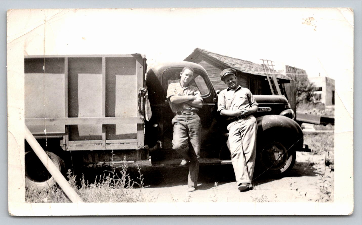 Vintage 1940s Working Men & Classic Dump Truck Photo Print