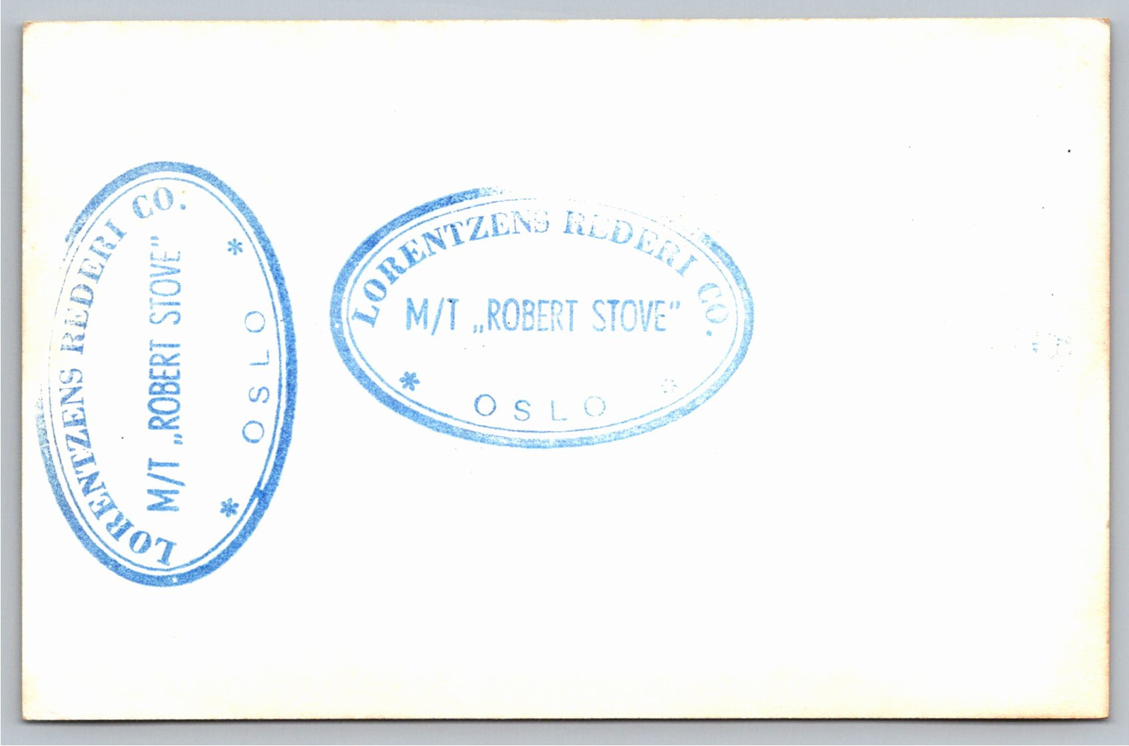 Vintage M/T Robert Stove Ship Photo Lorentzens Rederi Oslo - Back / Reverse View