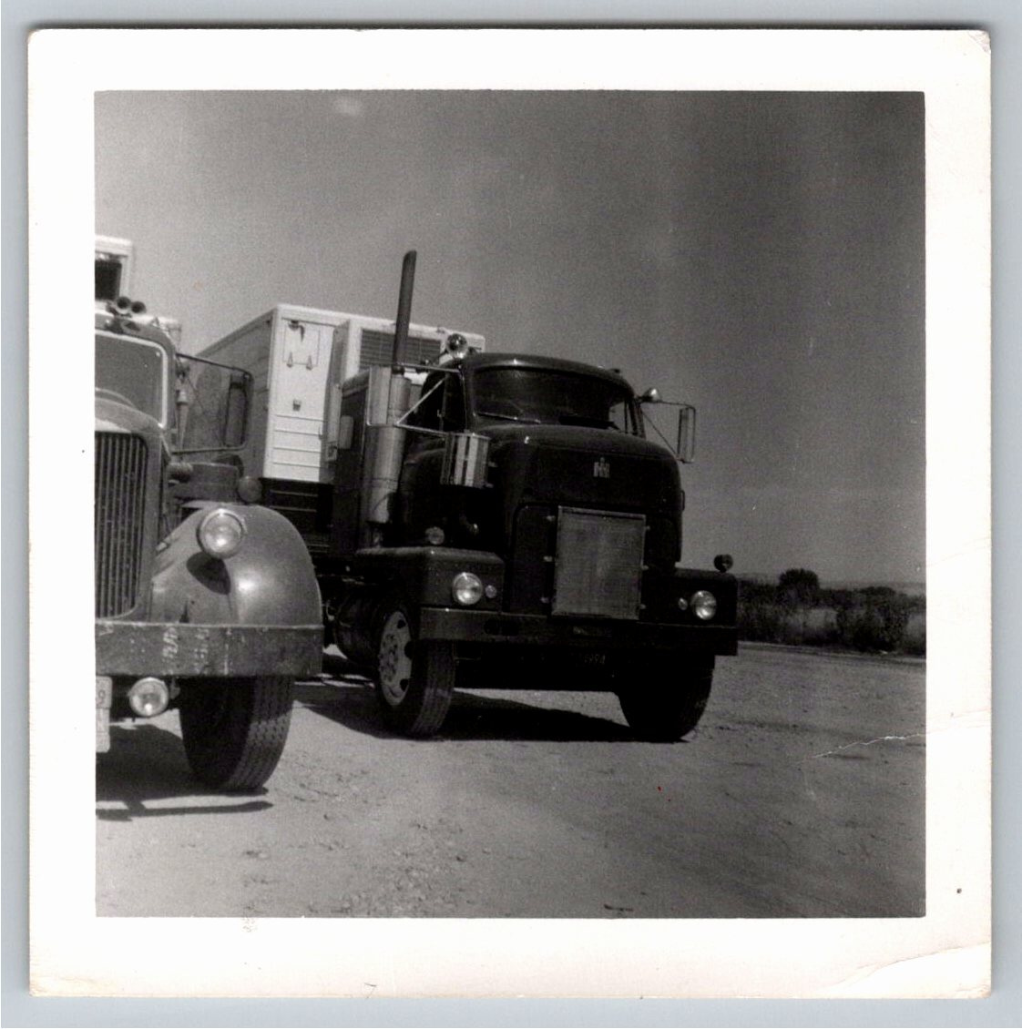 Vintage 1950s International Harvester Semi Truck B&W Photo