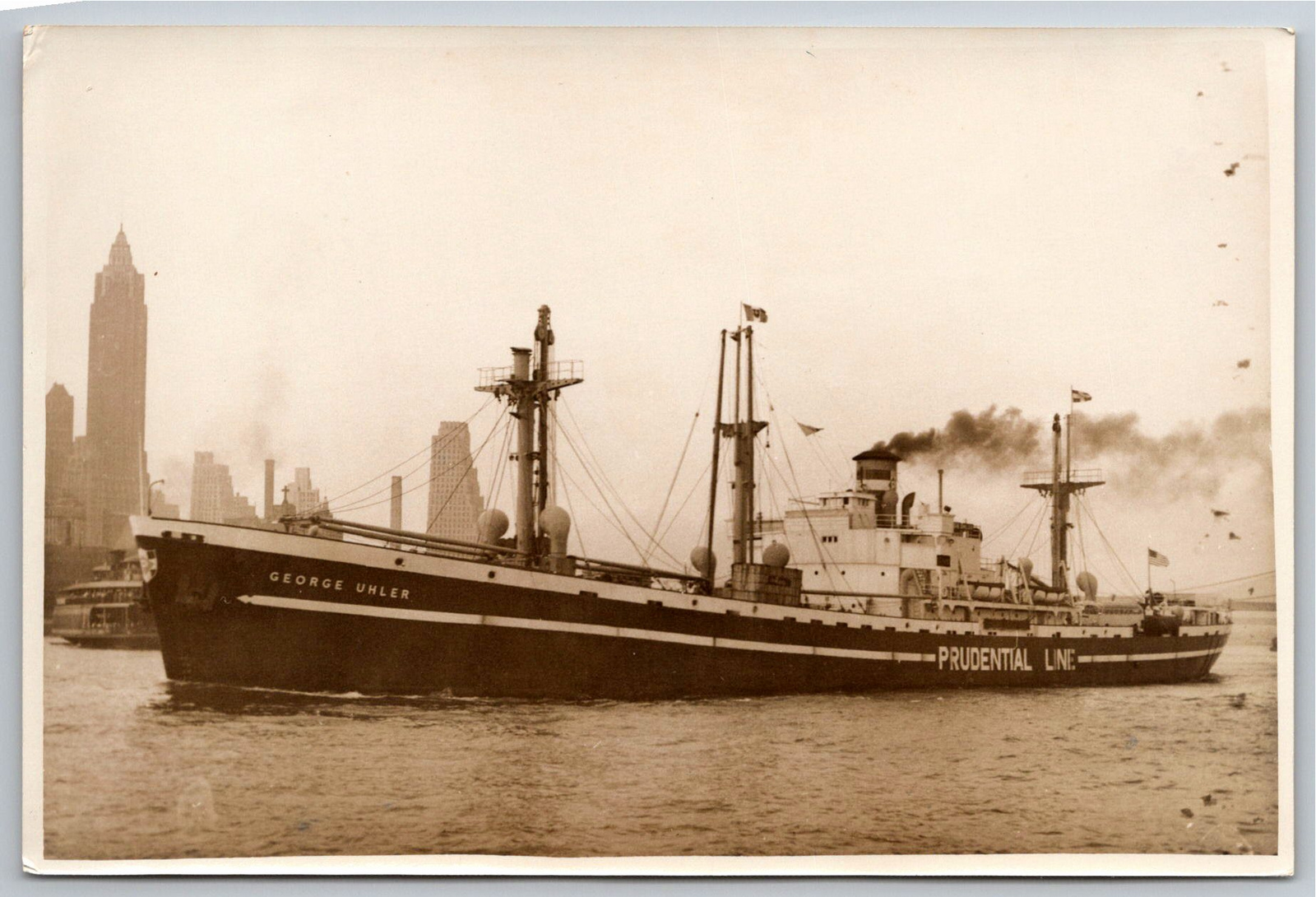 WWII Liberty Ship SS George Uhler NYC Harbor 1940s Photo