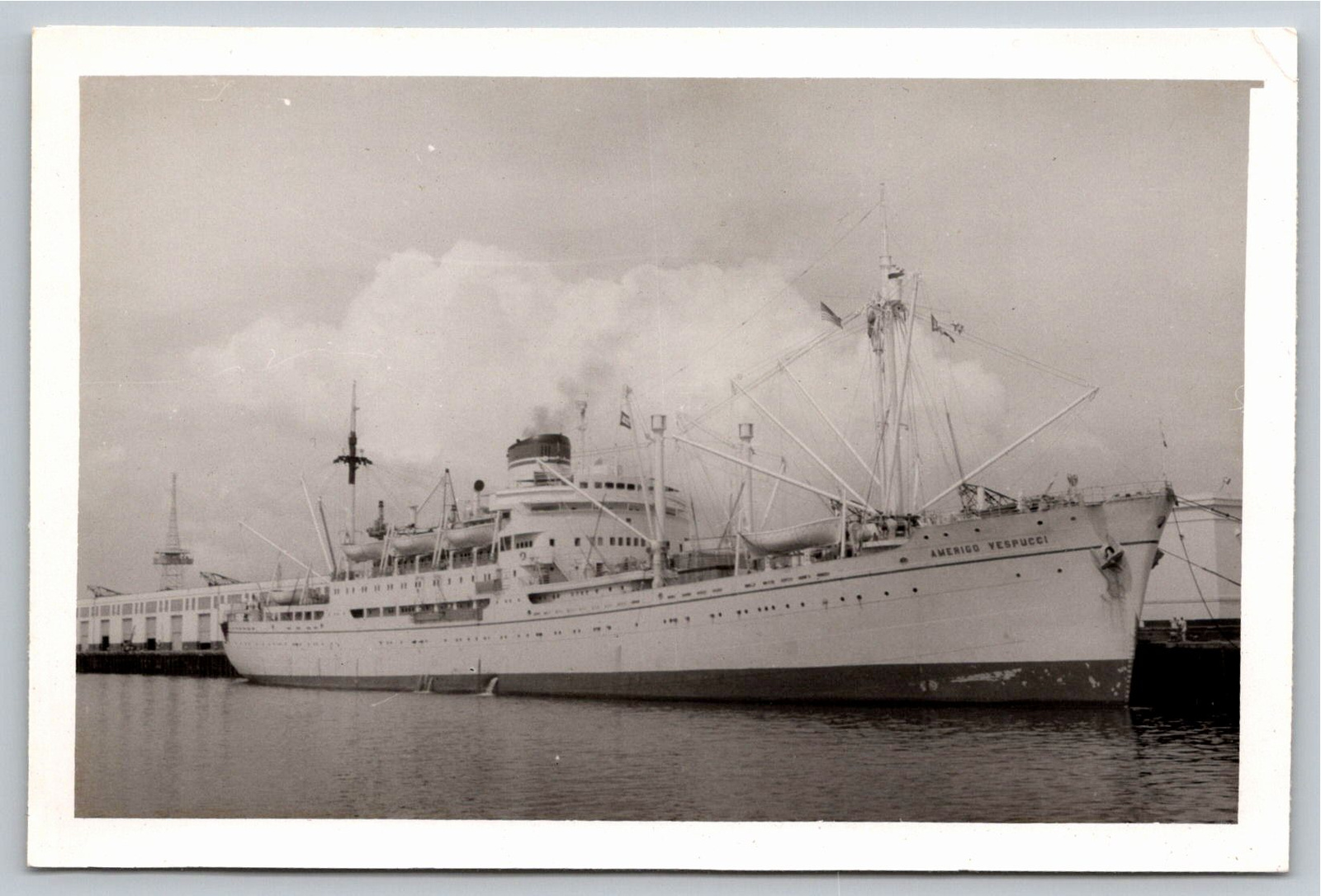 1950s Amerigo Vespucci Ocean Liner Cargo Snapshot Photo