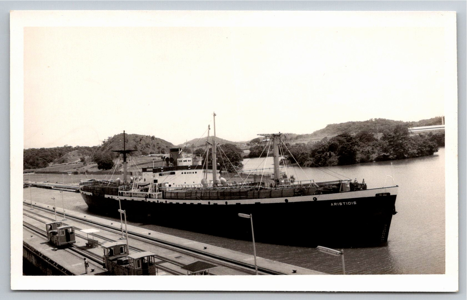 1950s Panama Canal Locks Photo Cargo Ship Aristidis Print