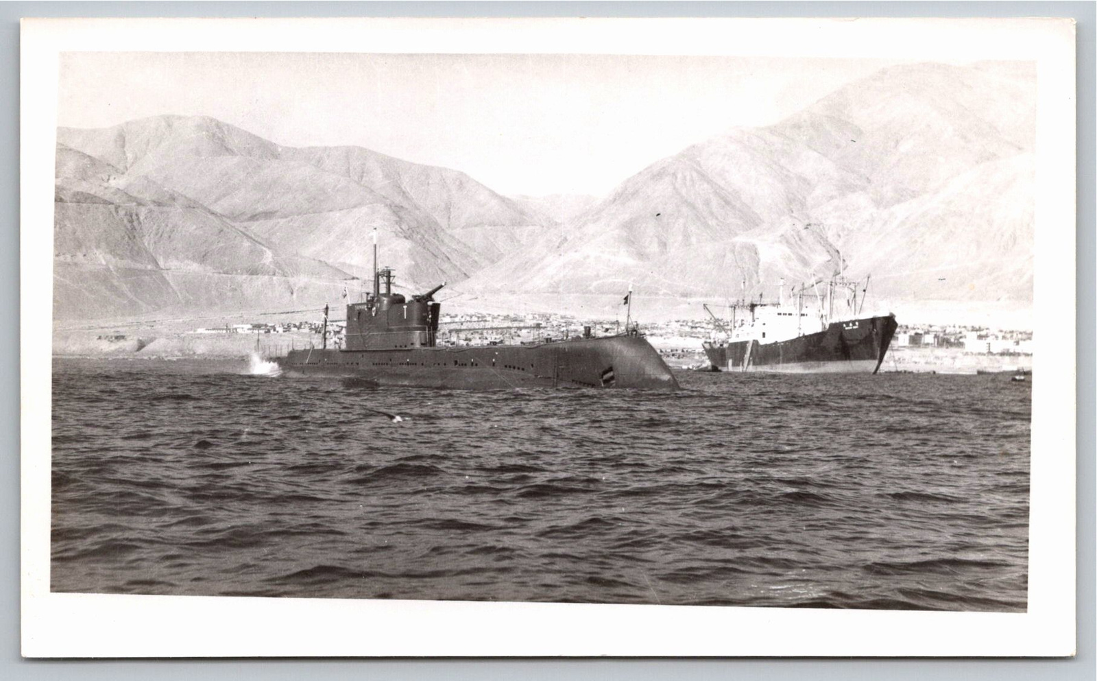 Vintage WWII Navy Submarine Deck Gun Coastal Snapshot Photo