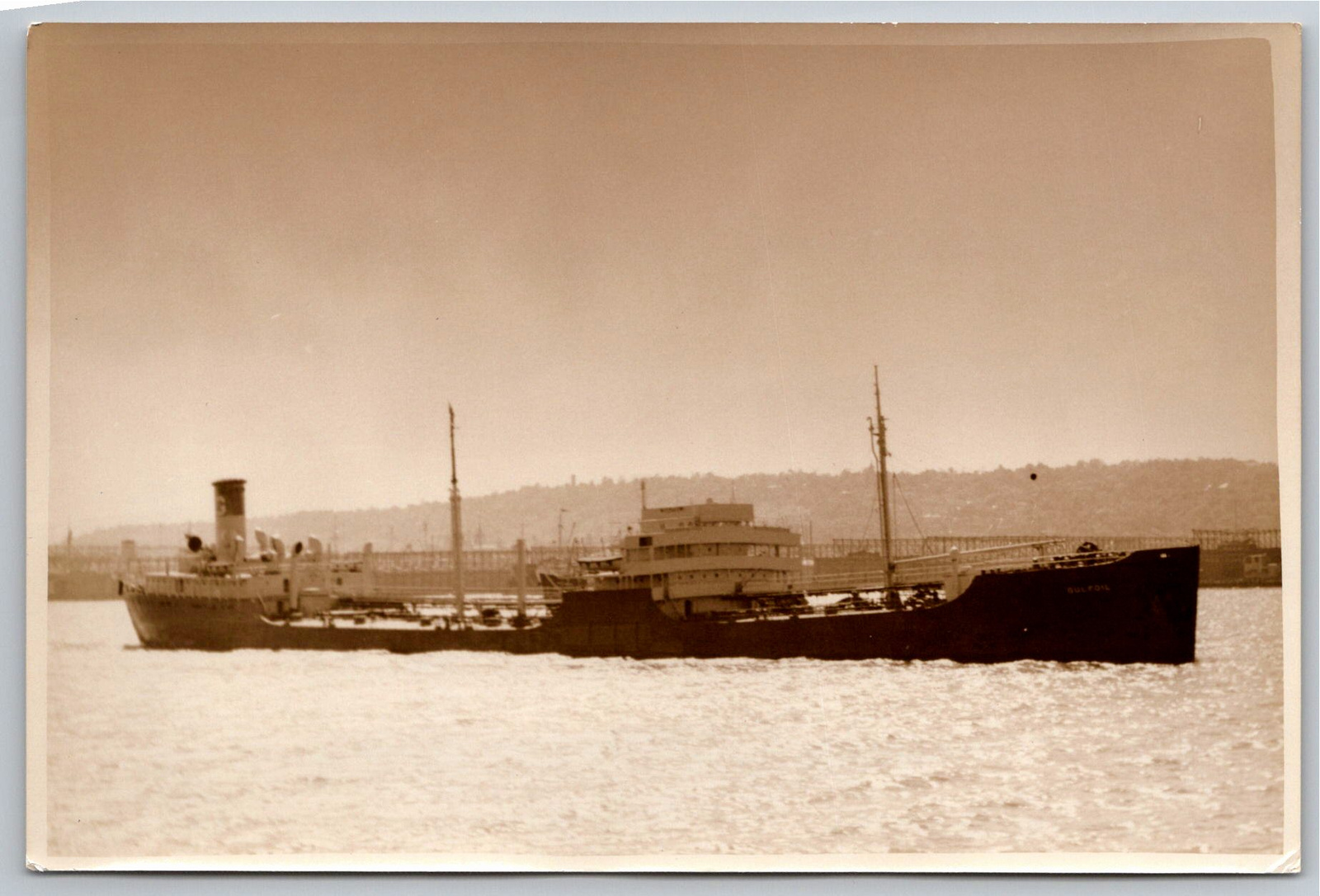 Vintage Gulfoil Oil Tanker Ship Photo, R. Scozzafava Brooklyn